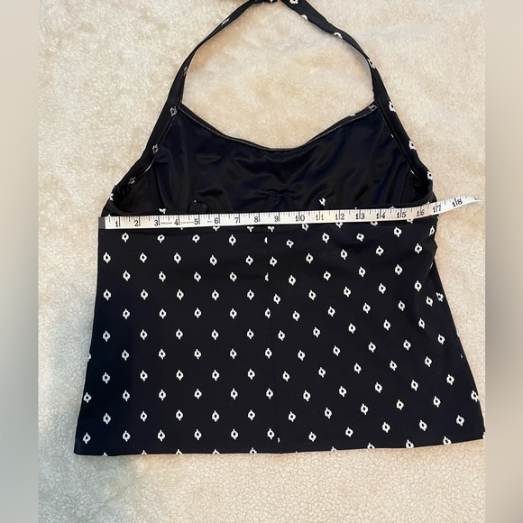 Lands End Tankini Black White Size 14 D Small Diamond Pattern Adjustable Strap - Picture 10 of 15